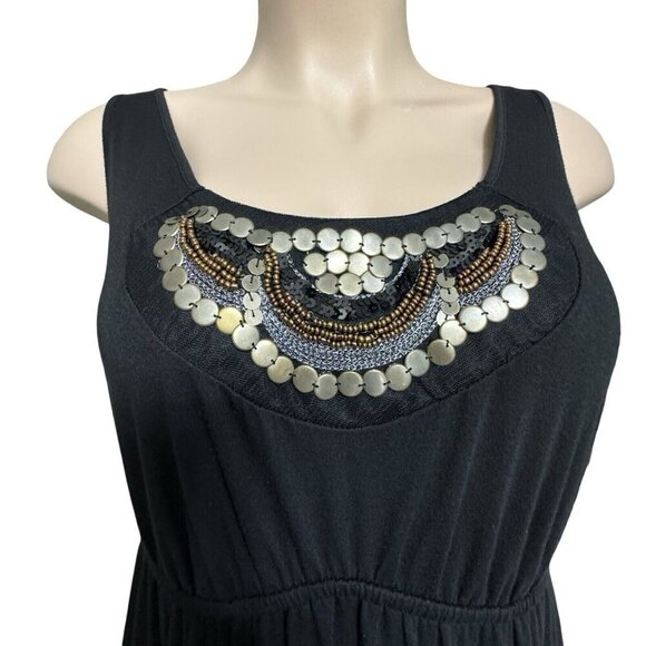 FADED GLORY Embellished Black Knit‎ Maxi Dress Size XXL (20) Sleeveless Summer - Picture 7 of 13